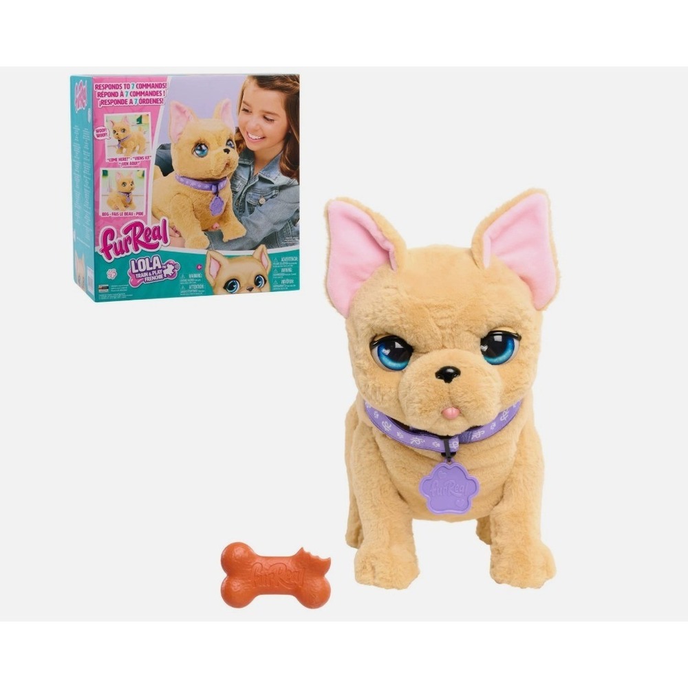 NIB Just Play FurReal Train & Play Lola Frenchie, Brown French Bulldog 1929765